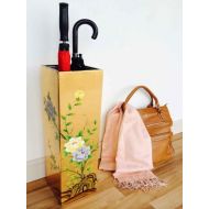 Gold Leaf Umbrella Holder with Floral Design