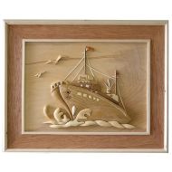 Sailing Ship 3D Handcarved Wooden Picture