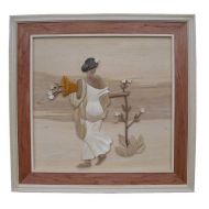 Ladies Picking Flower 3D Handcarved Wooden Picture