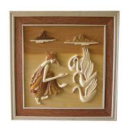 Lady Feeding Swans 3D Handcarved Wooden Picture  