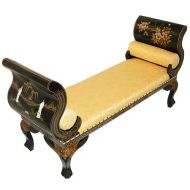 Mother of Pearl Lacquer Bench with Gold inlaid Cushion