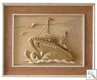 Sailing Ship 3D Handcarved Wooden Picture