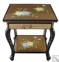 Gold Leaf End Table with Shelf