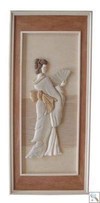 Oriental Lady 3D Handcarved Wooden Picture