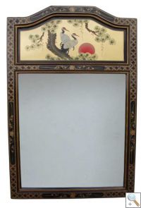 Golf Leaf Mirror with Cranes Design