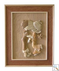 Child Kiss 3D Handcarved Wooden Pictures