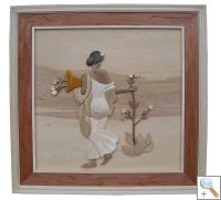Ladies Picking Flower 3D Handcarved Wooden Picture
