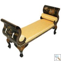 Mother of Pearl Lacquer Bench with Gold inlaid Cushion