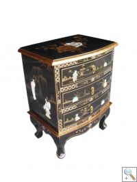 Black Lacquer Mother of Pearl 3 Drawer Chest