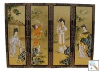 Set of 4 Gold Leaf Wall Hangings with Painted Ladies