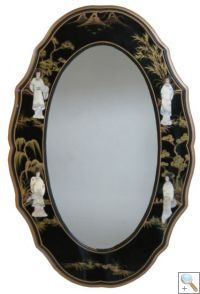 Lacquer Mirror with Mother of Pearl Carvings