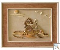 Cottage 3D Handcarved Wooden Picture