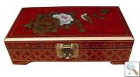 Red Lacquer Jewellery Box with Chinese Lock