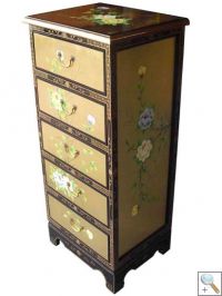 Gold Leaf Floral Chest of Drawers
