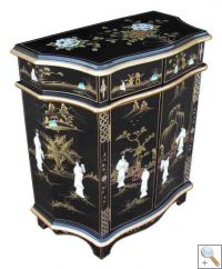 Shaped Lacquer Cabinet w/Mother of Pearl
