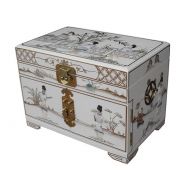 MOP White Lacquer Jewellery Box with Chinese Lock
