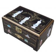 Black Lacquer MOP Jewellery Box with Chinese Lock, Ladies